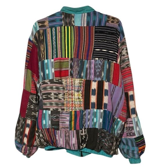 Guatemala Patchwork Boho 100% Cotton  Jacket Sz XL Preloved 1070’s - Picture 2 of 4